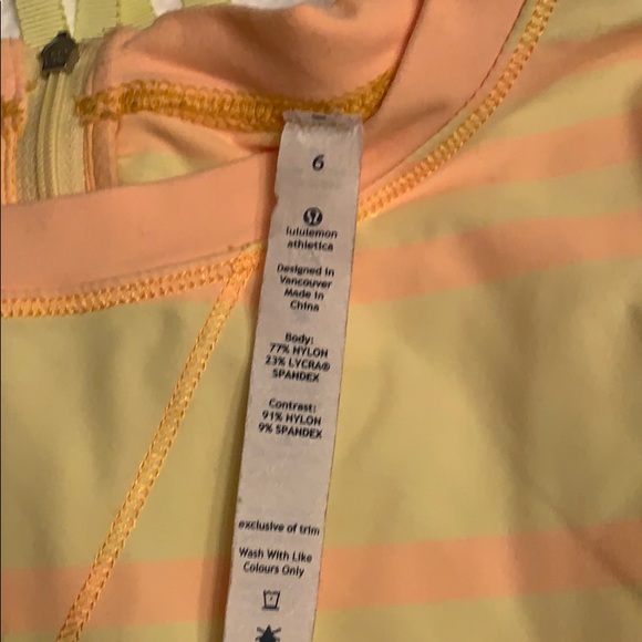 Lululemon yellow striped running top - Picture 2 of 4